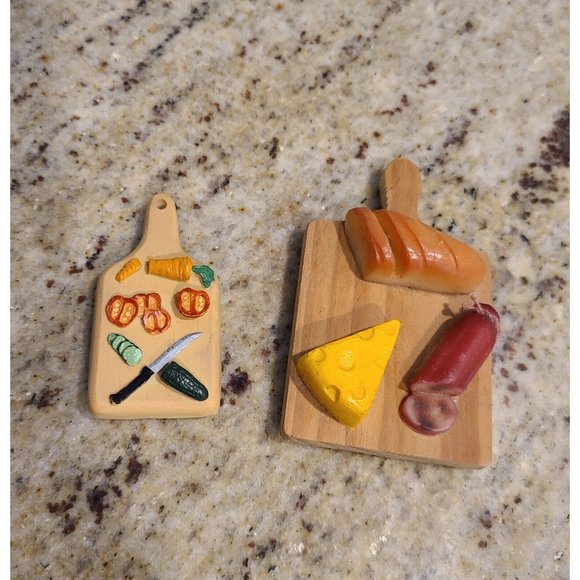 Accents Vtg Wooden Cutting Boards Veggies Cheese Meat Mini Fridge Charcuterie Poshmark